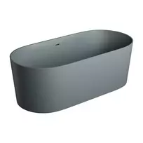 Pastatoma vonia OMNIRES OVO M+, su perpildymo anga, 160 x 75 cm, matinė pelenų pilka
