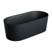 Vonia Omnires OVO M+, akmens masė, laisvai pastatoma, 160 × 75 cm, su perpildymu, matinė lava juoda, OVO160WWZPBLV