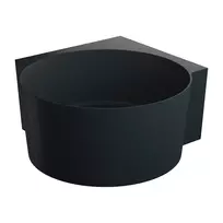 Vonia Omnires OVO M+, iš akmens masės, kampinė, 120 × 120 cm, be perpildymo, matinė lava juoda, OVO120WNBLV