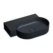 Praustuvas Omnires OVO M+, montavimui ant stalviršio arba prie sienos, kairės pusės, 64, 5 × 44, 5 cm, be perpildymo, matinė lava juoda, OVO645UWLBLV