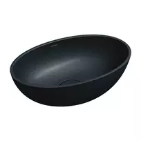 Praustuvas Omnires SHELL M+, 50 × 32 cm, ant stalviršio, be perpildymo, matinė lavos juoda, SHELL500UNBLV