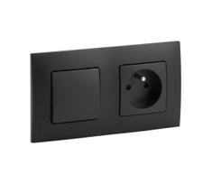 Legrand - Sieninė rozetė 250V/16A ir vieno poliaus jungiklis nr. 1 NILOE juoda