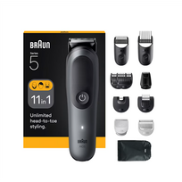BRAUN 11-in-1 Grooming Kit | All-in-One Kit Series 5 AIO5560 | Cordless | 14 Length Settings | Grey/Black