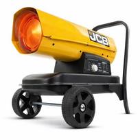 JCB dyzelinis ir žibalinis šildytuvas dirbtuvėms ir statybvietėms 37kW 800m³ termostatas 38L bakas 3.8L/h ratai JCB-SH140DP24