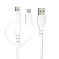 Forever Recycling „3 viename“ Laidas USB-A į USB-C/microUSB/Lightning, 1.5m, 2.4A, Baltas