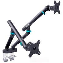 Digitus DA-90471, dviejų monitorių laikiklis, 2x35", 2x10kg, 20kg, VESA 75x75/100x100, -45°-90°, -90°-90°, -180°-180°, juodas