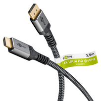 Goobay Plus DisplayPort to HDMI Adapter Cable, 4K @ 60Hz (gray, 3 meters)