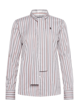 Polo Ralph Lauren - Slim Fit Striped Cotton Tie-Neck Shirt - Marškinėliai ilgomis rankovėmis - Kreminė spalva
