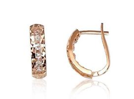 Auksiniai auskarai anglišku užsegimu, Raudonas Auksas, Cirkonai - 1.64 g. - 14 mm.