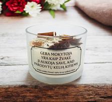 Aromaterapinė sojų vaško žvakė „Gera mokytoja yra kaip žvakė“