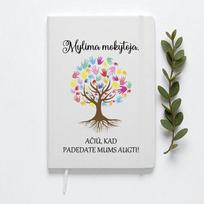 Balta užrašų knygutė „Mylima Mokytoja, ačiū, kad padedate mums augti“