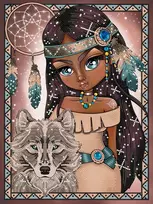 Deimantinė mozaika INDIAN GIRL WITH WOLF 40x30