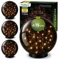 Sodo apšvietimas, 4x saulės LED sodo šviestuvai, įsmeigiami į žemę, dekoratyvinis dūminio stiklo rutulys, 15 cm