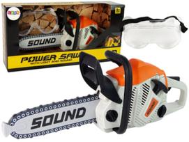 Žaislinis meistro įrankis, grandininis pjūklas Lean Toys Power, balta sp./oranžinė sp.