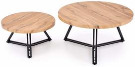 Kavos staliukų komplektas Anger, juoda sp./golden oak, 55 - 75 cm x 75 cm x 31 - 41 cm, 2 vnt.