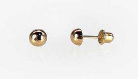 Auksiniai auskarai vinukai, užsukami, Raudonas Auksas, Be akmens - 4 mm. - 0.23 g.