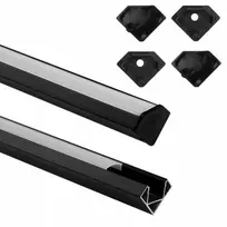 „Eco Light“ LED profilis R02 kampinis „Eco Light“ EC20627, 2 m, aliuminis, juodas + pieno spalvos gaubtas