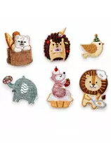 VIGA Embroidered PolarB Animal Pins, 6 pcs. – Backpack and Clothing Decorations