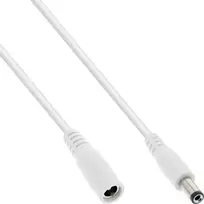 Maitinimo kabelis „InLine®“ DC prailginimo kabelis, DC kištukas (vyriškas/moteriškas) 5,5×2,1 mm, AWG 18, baltas, 5 m