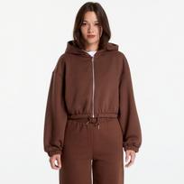 Urban Classics Fluffy Cropped Zip Hoodie Chocolate Brown - Dydis XS (TB8635-14274 Džemperiai)