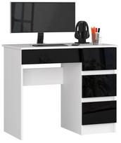 Rašomasis stalas su stalčiais Akord A-7, 90 cm x 50 cm, 77 cm, balta sp./juoda sp.