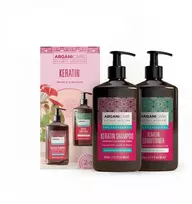 Set Arganicare: Keratin Hair Leave-In Conditioner Shiny, 400 ml + Keratin Hair Šampūnas Repairing & maitininantis, 400 ml
