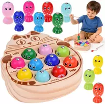 Jokomisiada Wooden arcade game FISHING - magnetic fishing rod 13 pieces ZA6568