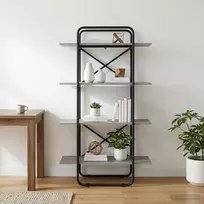 Knygų lentyna 4 aukštų 60 x 35 x 140 cm PB Pilka Sonoma