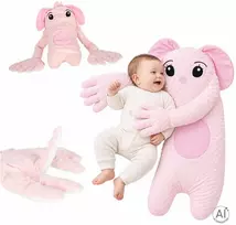 Pliušinė pagalvė-dramblys su tapšnojimo funkcija, rožinė, 60 cm