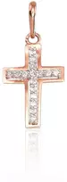 Auksinis pakabukas kryželis. Metalas: Raudonas/Baltas Auksas. Praba: 585°. Akmuo: Cirkonai - 0.38 g. - 19 mm.