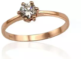 Auksinis sužadėtuvių žiedas. Praba: 585°, Metalas: Raudonas Auksas, Akmuo: Cirkonai - 18 - 0.98 g.