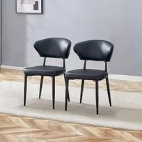 Valgomasis kėdė, juoda PU oda, metalinės kojos, 2 vnt