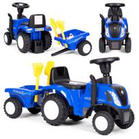 Paspiriamas traktorius su priekaba New Holland, mėlynas