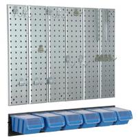 Įrankių sienelė 78x72 Botle Tool Pegboard, Įrankių sienelė metalinė 78x72 cm Sandėliavimo sistema su įrankių laikikliais Įrankių kabliukai ir 6 dėtuvės 120 x 200 x 90 mm Spalva: mėlyna Perforuota plokštė Dirbtuvės Garažas Dėžutė Elektriniai įr