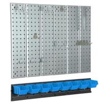 Įrankių sienelė 78x72 Botle Tool Pegboard, Įrankių sienelė metalinė 78x72 cm Sandėliavimo sistema su įrankių laikikliais Įrankių kabliukai ir 8 dėtuvės 80 x 115 x 60 mm Spalva: mėlyna Perforuota plokštė Dirbtuvės Garažas Dėžutė Elektriniai įra