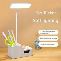 1 Gooseneck LED Desk Lamp with 3 Color Temperature Modes and Brightness Adjustment, Touch Control, with Pen Holder and Phone Holder Function 1PC