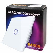 ŠVIESOS jungiklis viengubas baltas, stiklinis, LED fi60 BarON