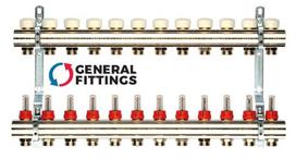 Reguliuojamas kolektorius General Fittings, 6 žiedų (su debitomačiais)