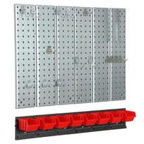 Įrankių sienelė 78x72 Botle Tool Pegboard, Įrankių sienelė metalinė 78x72 cm Sandėliavimo sistema su įrankių laikikliais Įrankių kabliukai ir 8 dėtuvės 80 x 115 x 60 mm Spalva: raudona Perforuota plokštė Dirbtuvės Garažas Daiktadėžė Elektrinia