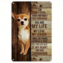 Vintage Chihuahua Dog Metal Wall Sign Art, Funny Pet Lover Home Decor, Rustic Wood Plaque Indoor Outdoor Aluminum Weather-Resist įvairiaspalvis
