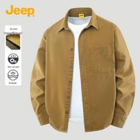 JEEP Unisex Retro Long Sleeve Casual Shirt L chaki