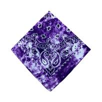 Medvilninė nauja kaklaraištis nudažyta galvos skara Paisley Scroll Bandanna Tie-Dyed Square One Size violetinė