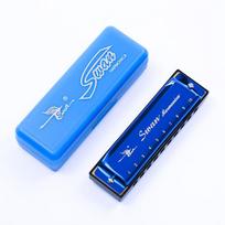 Swan Blues Harmonica: 10-Hole, C Key, for Students & Professionals blue