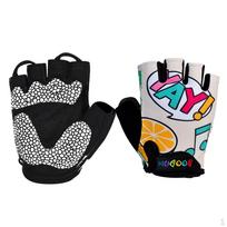 Kids Half Finger Short Shock-Absorbing Cycling Gloves for Bike Exercise Skate Skateboard - Choose C-S black