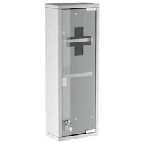 Medicine Cabinet Made of Stainless Steel and Tempered Glass Door Medicine Cabinet for Medication Storage 20 x 12 x 58 cm sidabras