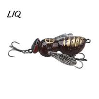 Topwater Fishing Bait 5G/4.8CM Bionic Wasp Lure, Floating Hard Hornet Lure with Acoustic Noise Steel Ball, Artificial Insect for Freshwater Saltwater 5 g black