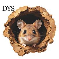 Cute Mouse Wall Decals 3D Realistic Hole Sticker, Rat Burrow Decal, Durable PVC Coverings Self-Adhesive Removable Decor for Kitchen Bedroom A