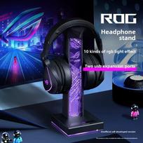 Individualus, tinkamas ROG Prism ausinių stovas, RGB aplinkos apšvietimas, šviečiantis, integruotas USB išplėtimo dokas, ausinių stovas žaidimams juoda
