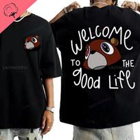 Kanye West Graduation Bea The Good Life Print T Shirt Hip Hop Punk T Shirts Streetwear Men Women's Vintage High Quality T-shirt 4XL gray