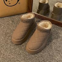 Women's retro fashion lightweight soft sole winter warm fur one snow boots padded lined non-slip casual sports cotton boots 36